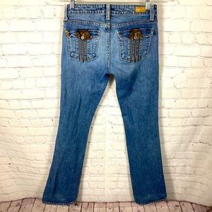 Paige‎ Lakewood Jeans Western Women’s Size 27 Leather Trim Flap Pockets Cowgirl